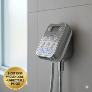 A close-up shot of the control panel of a best-selling bidet model available using a Bidet King promo code.