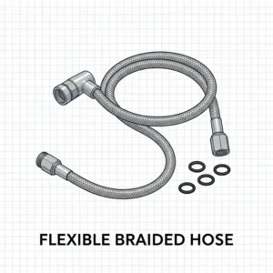 A flexible braided metal hose designed as high-quality replacement bidet parts.