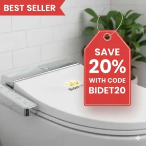 "A close-up of Bidet King's best-selling luxury bidet toilet seat, eligible for the current Bidet King discount code."