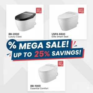 A collage of BidetKing's popular bidet models available on sale using a bidetking discount code.