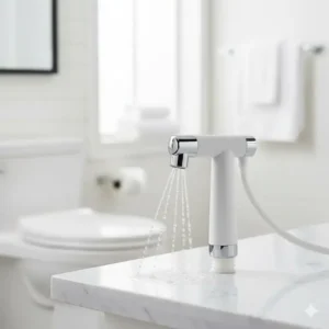 A detachable dual-nozzle spray head designed as high-quality replacement toilet bidet parts.