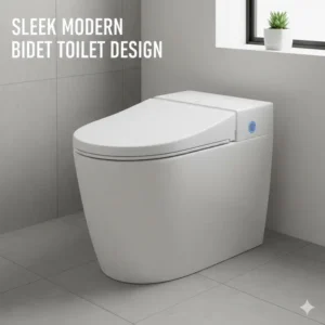 Full-shot image of a skirted, one-piece unit representing the best toilet bidet combo and showcasing its smooth, easy-to-clean, modern aesthetic.