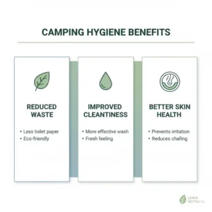 Infographic explaining the hygiene and health benefits of using the best camping bidet while outdoors.