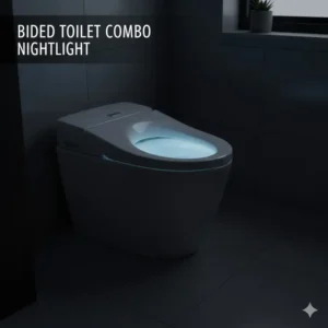 A toilet unit featuring a soft, built-in LED nightlight, making it a contender for the best toilet bidet combo for safety and convenience.