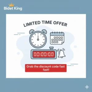 "An illustration of a clock and calendar representing a Bidet King limited-time offer, reminding users to grab the Bidet King discount code fast."