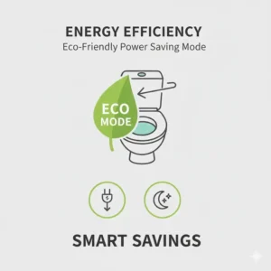 Visual representation of the eco-friendly energy saving power mode of a bidet heated model.