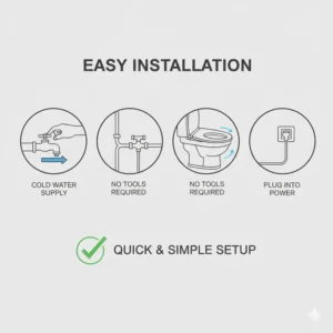 Easy step-by-step installation guide for a home bathroom bidet heated attachment.
