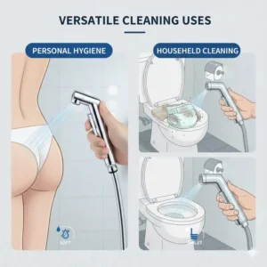 Using the best handheld bidet sprayer for toilet for bathroom cleaning and rinsing cloth diapers.