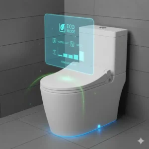 An icon representing the eco-friendly energy-saving settings of a bidet toilet with dryer and heated seat.