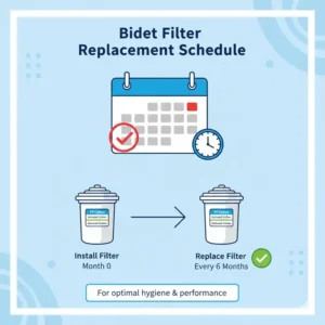 Maintenance icon showing the recommended replacement cycle for a bidet filter.