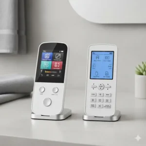 A close-up view of the wireless remote control designs and button layouts for bio bidet vs brondell.