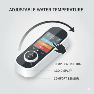User interface for adjusting water temperature on a premium bidet with feminine wash function