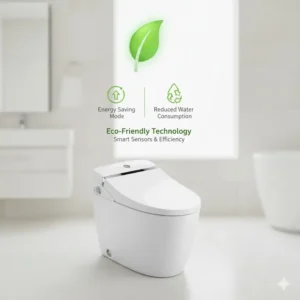 Smart eco-friendly technology features of a luxury bidet with modern aesthetic design.