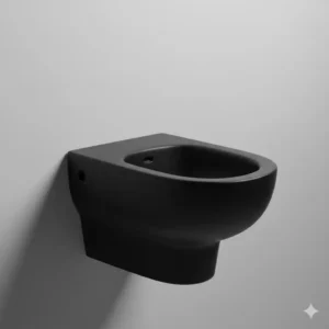 A modern matte black finish applied to a premium designer bidet artistic modern look.