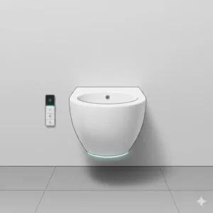 Space-saving wall-mounted installation of a designer bidet artistic modern look.
