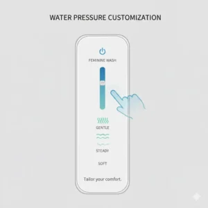 Guide to customizing water pressure settings for a premium bidet with feminine wash function.