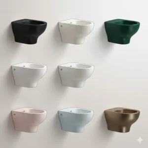 Various color options and material variations for a designer bidet artistic modern look.