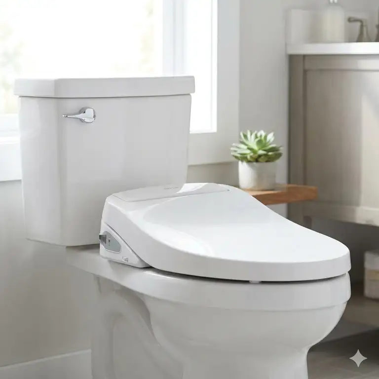 A luxury smart seat showing why it is the best bidet for kohler toilet in a modern bathroom.