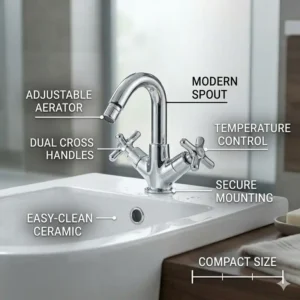 Ảnh minh họa 1: Detailed breakout diagram showing the internal components of a complete bidet faucet set.