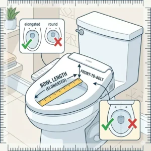 Diagram showing how to measure a bathroom fixture to find the best bidet for kohler toilet.