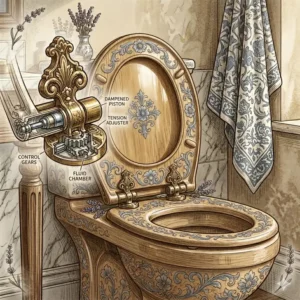 Classic french toilet seat made of high-quality natural oak wood for a rustic look.