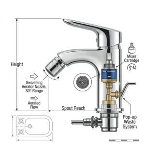 Traditional style bidet tapware featuring classic dual-handle controls for hot and cold water.