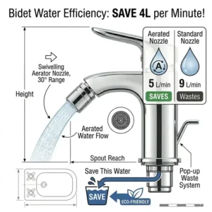 Diagram illustrating the eco-friendly water flow and efficiency of modern bidet tapware.
