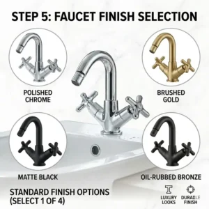 Ảnh minh họa 5: Comparison of different metal finishes available for a luxury bidet faucet set selection.