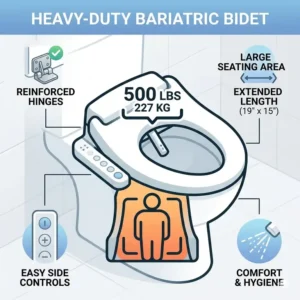 Step-by-step assembly and installation instructions for a bariatric bidet.