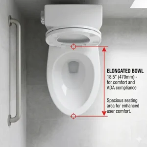 Top-down perspective of the comfortable elongated bowl shape characteristic of toto ada toilets.