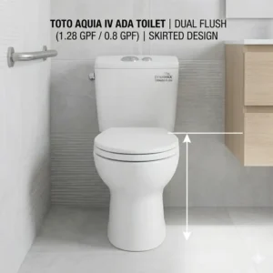 Profile view of the TOTO Aquia IV model, a popular choice among water-saving toto ada toilets.