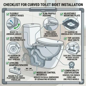 A complete installation checklist for choosing the right bidet for curved toilet.