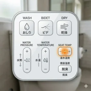 Alt Text: Detailed view of the intuitive control panel on a premium japanese wc bidet.