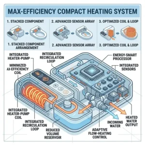 Illustration detailing the eco friendly power saving mode of an electric bidet water warmer.