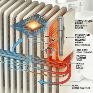 A gentle stream of warm water from a hygienic bidet water heater.