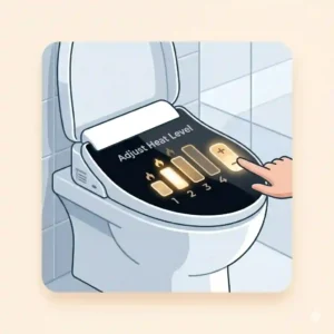 A clean illustration of a smart toilet heated seat interface, focusing on adjustable temperature controls.