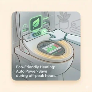 An infographic displaying the eco-friendly, energy-saving features of an advanced toilet heated system.