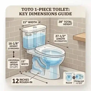 A measurement and rough-in sizing blueprint blueprint for installing standard toto 1 piece toilets